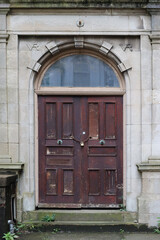 An old chain-locked door in the center of Cardiff