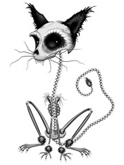 Cat Skeleton Halloween Creepy Character isoliertes Element auf transparentem Hintergrund