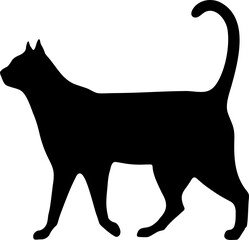 Katze zu Fuß schwarze Form Silhouette Bewegung isoliertes Element auf transparentem Hintergrund - 1