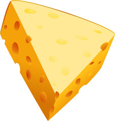 Bloc d& 39 élément alimentaire de tranche de fromage suisse isolé sur fond transparent