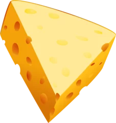 Photo sur Plexiglas Dessiner Bloc d& 39 élément alimentaire de tranche de fromage suisse isolé sur fond transparent