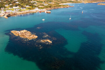 Aerial view of Leabgarrow on Arranmore Island in County Donegal, Republic of Ireland