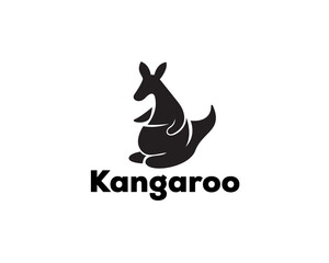 stand flat fun kangaroo logo symbol design template illustration - obrazy, fototapety, plakaty