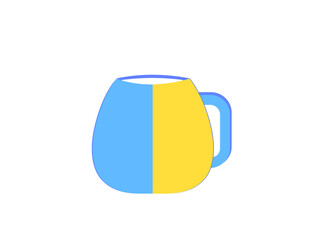 Vector yellow-blue (flad Ukraine) flat icon - mug (cup)