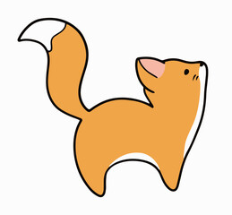 Cute fox line art on white background