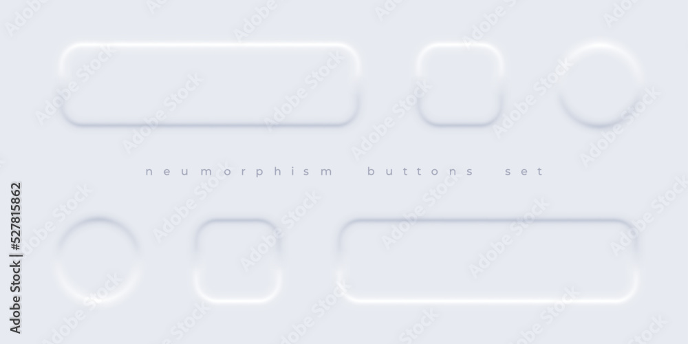 Poster neumorphic buttons set. simple elegant neumorphism design elements.