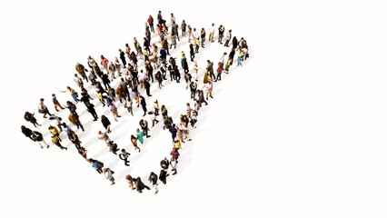 Concept conceptual large community of people forming the image of a graduate diploma on white background. A 3d illustration metaphor for academic achievement, knowledge, learning, future professional