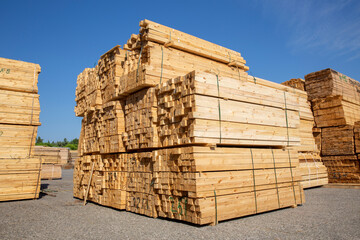 Wooden boards, lumber, industrial wood, timber. Pine wood timber 