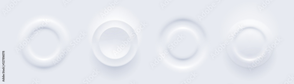 Poster neumorphism round buttons set. creative elements for minimal ui design. vector illustration.