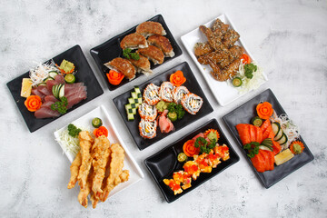 Freshly made assorted Japanese food