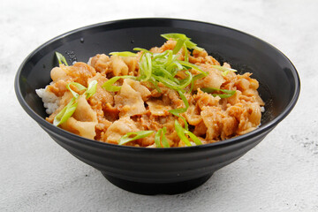 Freshly cooked Japanese food called Butadon