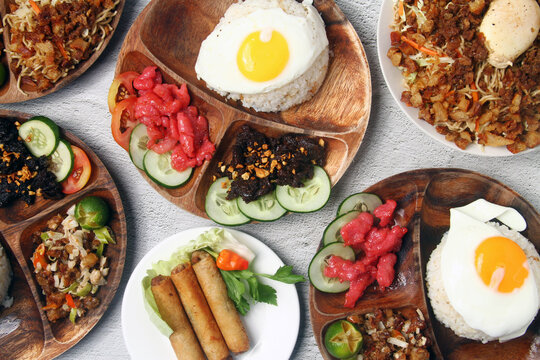 Freshly cooked assorted Filipino food