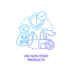 Use non-toxic products blue gradient concept icon. Zero waste business abstract idea thin line illustration. Protecting environment and ecology. Isolated outline drawing. Myriad Pro-Bold font used