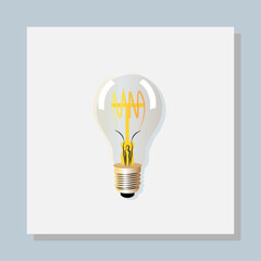 Transparent realistic light bulb with christmas tree, isolated.