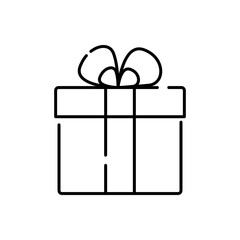 Black gift icon on white background, vector illustration