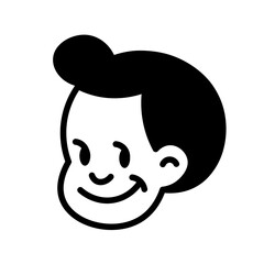 Vintage cartoon boy head, minimalist hipster logo, retro style icon 