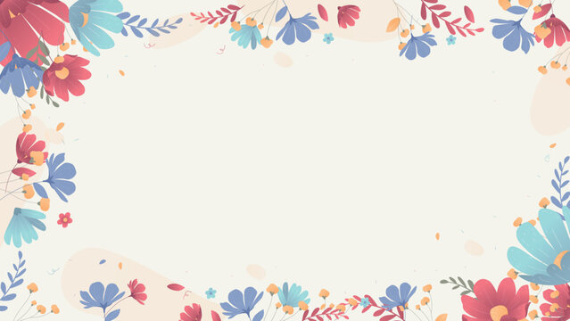 Colorful Floral Vector Frame Background 