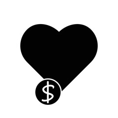 Heart and dollar sign. Commerce illustration eps