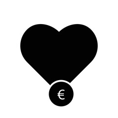 Heart and euro sign. Commerce illustration eps