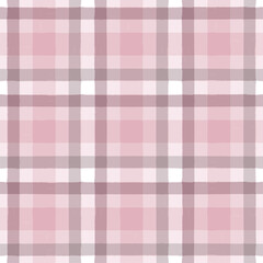 Seamless tartan pattern,watercolor plaid print, checkered pink girly brush strokes. Gingham texture for textile: shirts, tablecloths, clothes