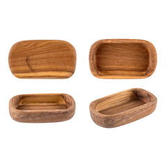 png Isolated oval wooden bowl from collectio set