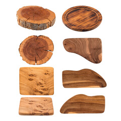 png Isolated wooden chopping boards collage set