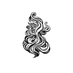 Vector black and white abstract hand-drawn ornate cloud. Tattoo style. Vector illustration in outlines isolated on white.