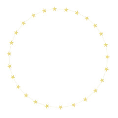 ゴールドな星とドットの丸い飾り枠
