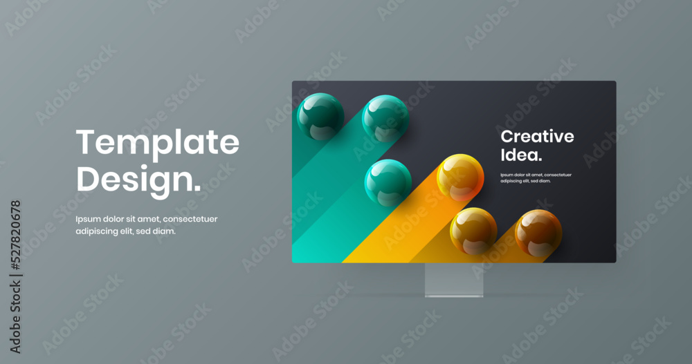 Wall mural premium website design vector concept. unique computer display mockup landing page illustration.