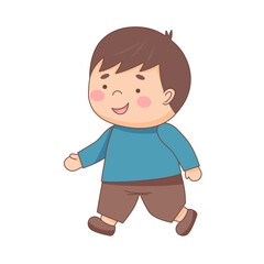 Walking boy isolated on white background