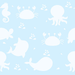Seamless children's pattern animal style silhouette. Vector illustration
