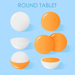 Set of round orange pill spheres