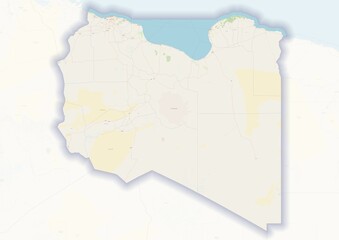 Libya physical map with important rivers the capital and big cities