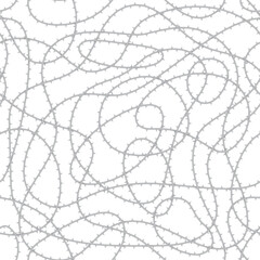 Vector seamless texture. Gray texture twisted prickly rose stem. White background.