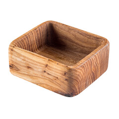 Isolated brown empty natural wooden bowl