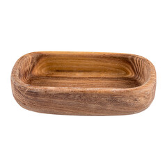 Isolated brown empty natural wooden bowl