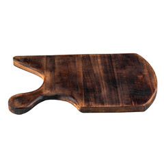 Isolated unusual shape dark wooden cutting board
