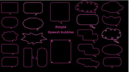 Speech Bubble set with neon gradient outer border. Talk bubble. Cloud speech bubbles collection. Vector.