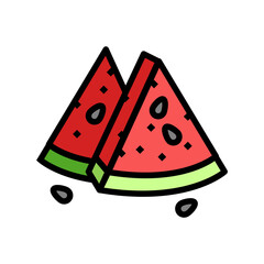 summer juicy green red watermelon color icon vector. summer juicy green red watermelon sign. isolated symbol illustration