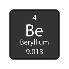 Beryllium symbol. Chemical element of the periodic table. Vector illustration.