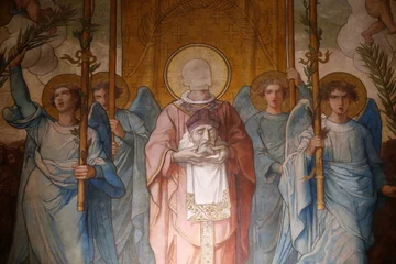 Foto op Canvas Trinity church, Paris. Saint Denis's chapel. Saint Denis carrying his own head by DŽsirŽe Franois LaugŽe (19th c.). © Julian