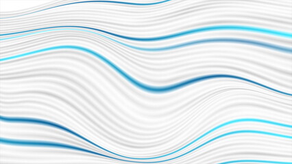 Blue white curved smooth wavy lines abstract background
