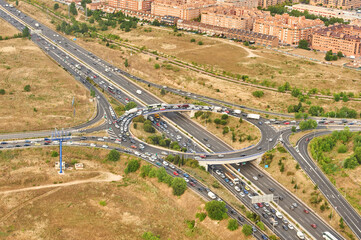 Aerial view of a highway with traffic