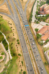 Obraz premium Aerial view of a highway with traffic