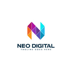 Letter N Colorful Digital Logo Template