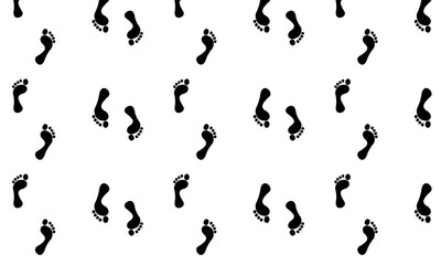 Seamless pattern of human footprints tracking path on white background, Shoes trail track vector illustrations	
