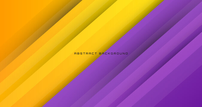3D yellow purple geometric abstract background overlap layer on bright space with stripe decoration. Graphic design element future style concept for banner flyer, card, brochure cover, or landing page