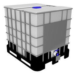 White bulk container PSD file, 3D Render isolated on white background