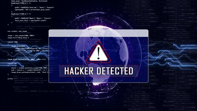 HACKER DETECTED and Earth Connections Network, Animation, Background, Loop, 4k
