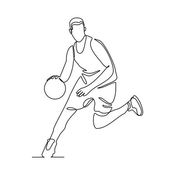 recommend clip art: Continuous single one line drawing of basketball man player healthy sport championship vector illustration